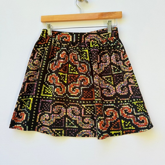 Ladakh Anthropologie  Women Small Black Multicolor‎ Native Pattern A-Line Skirt - Picture 4 of 7